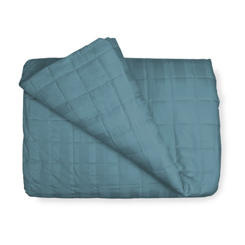 COLCHA ACOLCHADA DE RASO Rayas SOLID BLUE Doble