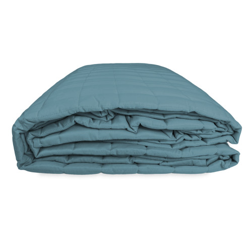 SATIN QUILTED BEDSPREAD Striped SOLID BLUE Double