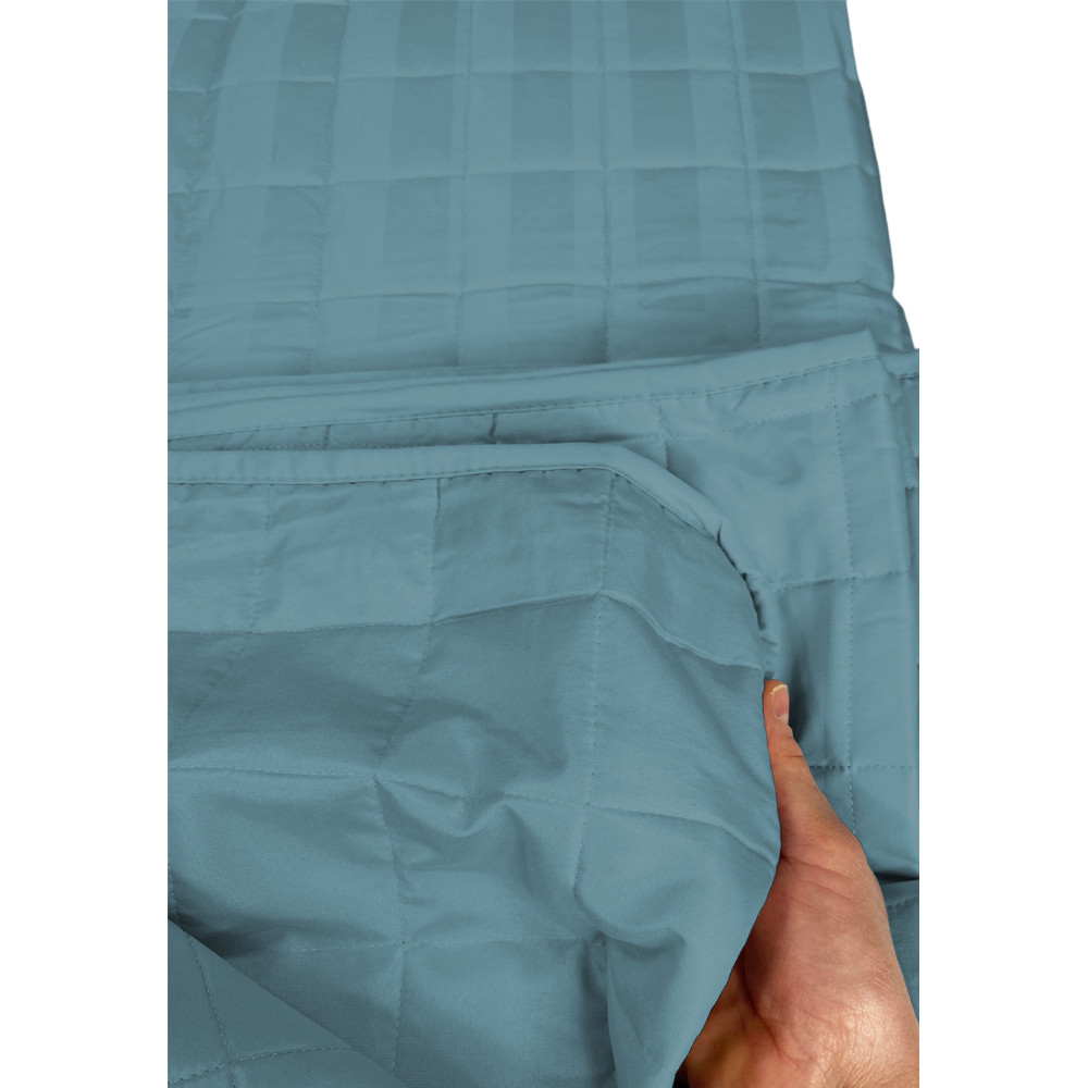 COLCHA ACOLCHADA DE RASO Rayas SOLID BLUE Doble