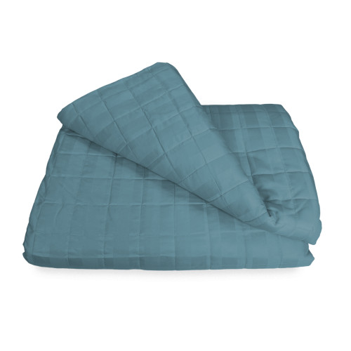 COLCHA ACOLCHADA DE RASO Rayas SOLID BLUE Doble