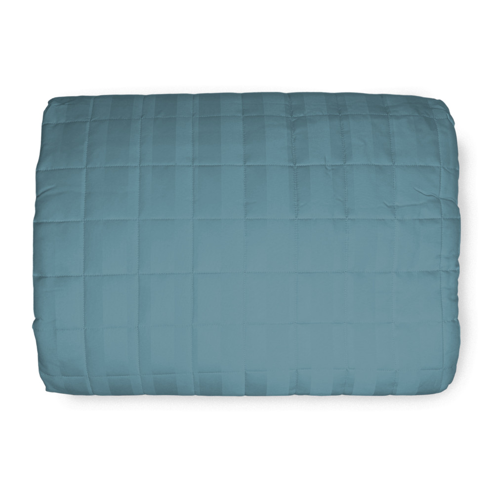 COLCHA ACOLCHADA DE RASO Rayas SOLID BLUE Doble