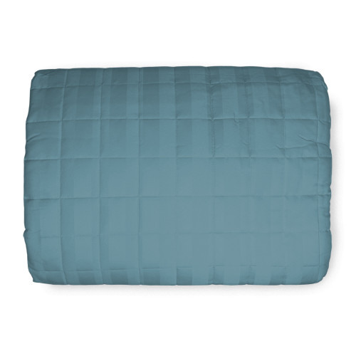GESTEPPTE TAGESDECKE AUS SATIN Gestreift SOLID BLUE Double