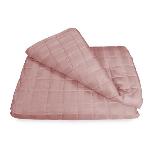 QUILTED BEDSPREAD SATIN STRIPED SOLID COLOR PINK Double