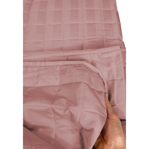 Couvre-lit matelassé RASATIN rayé SOLID PINK Double
