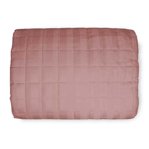 GESTEPPTE TAGESDECKE SATIN GESTREIFT EINFARBIG ROSA Doppel