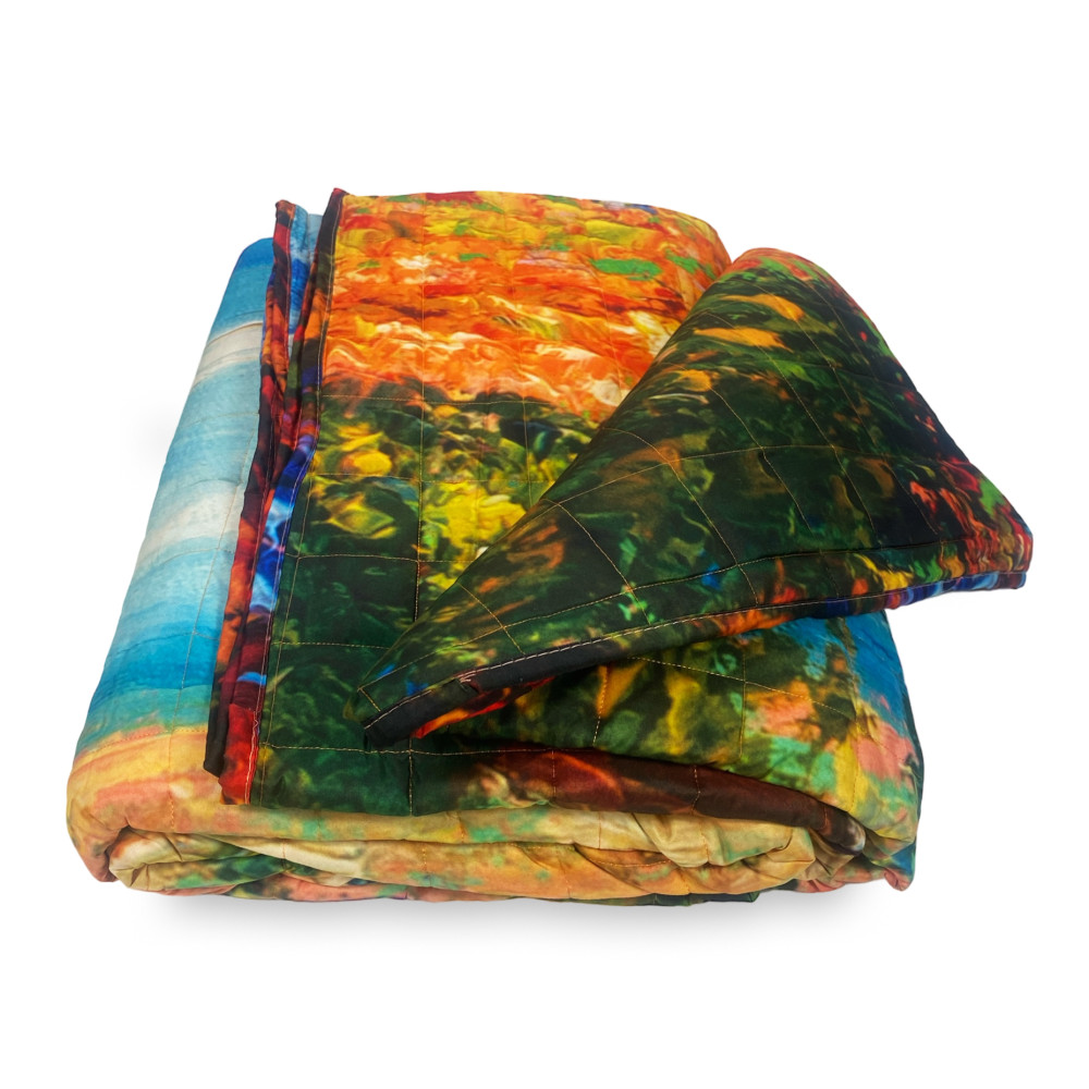 Gesteppte Tagesdecke Designer Gemälde Mohnblumen Monet Double