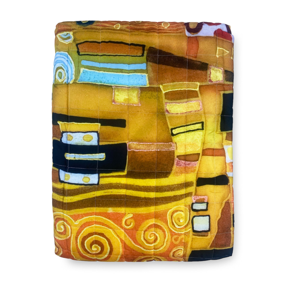 Quilted BEDSPREAD Paintings Klimt the Double Kiss