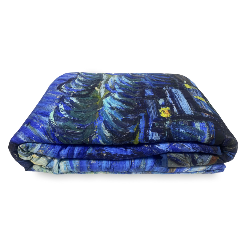 Colcha acolchada Van Gogh Azul Cuadros Dobles