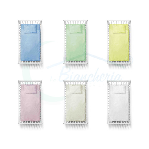 COMPLETO LENZUOLO PEDRO per lettino BAMBINO in tinta unita puro cotone