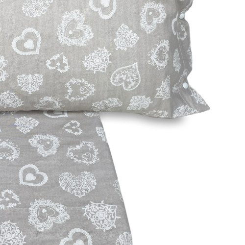 DRAPS COMPLETS MIROS cœur blanc en pur coton style TYROLIEN