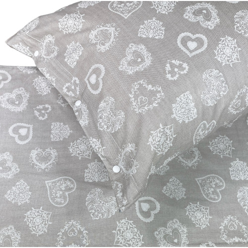 DRAPS COMPLETS MIROS cœur blanc en pur coton style TYROLIEN