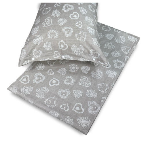 WHITE MIROS HEART sheets set in pure cotton TYROLEAN style