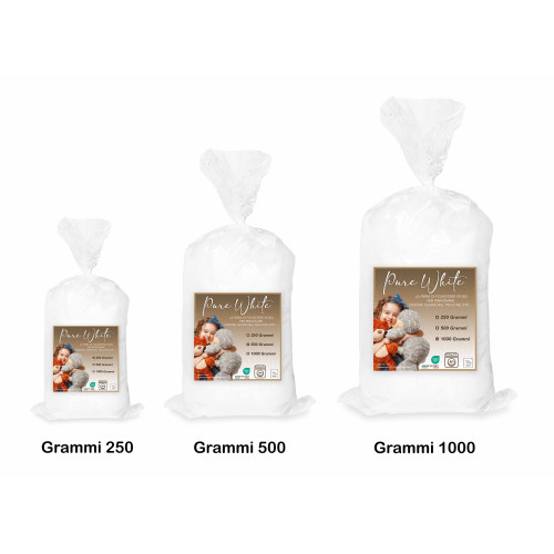 Guata suave y escamosa 100% Poliéster Made in Italy para rellenar Muñecas, Cojines y Creaciones DIY, Blanco Puro