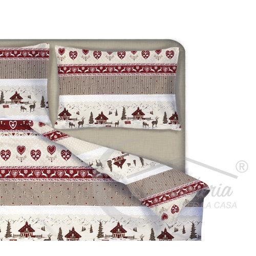 Tyrolean duvet cover dis. VALBADIA RED mountain