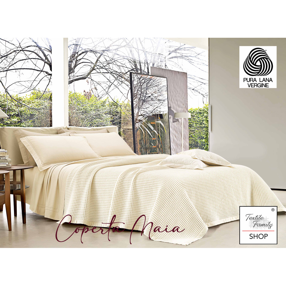 Coperta in Lana Estiva Maia - Pura Lana Vergine - Leggera e Traspirante - Antipilling - Made in Italy