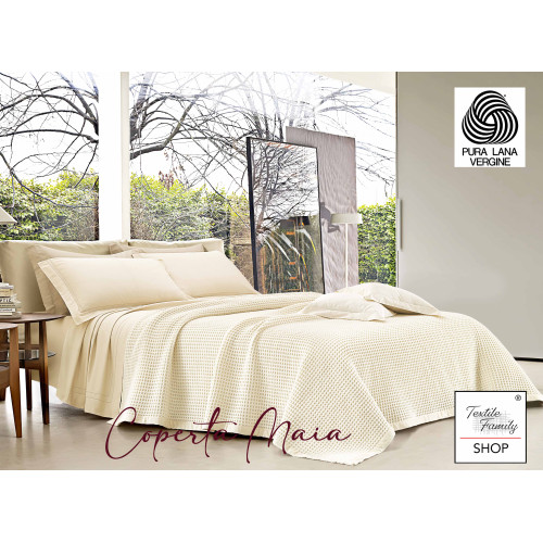 Maia Summer Wool Blanket - Reine Schurwolle - leicht und atmungsaktiv - Anti-Pilling - Made in Italy