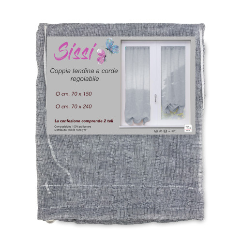 PAIRE DE RIDEAUX SISSI MODERN GLASS de 70 cm de large Ajustable avec cordon GRIS