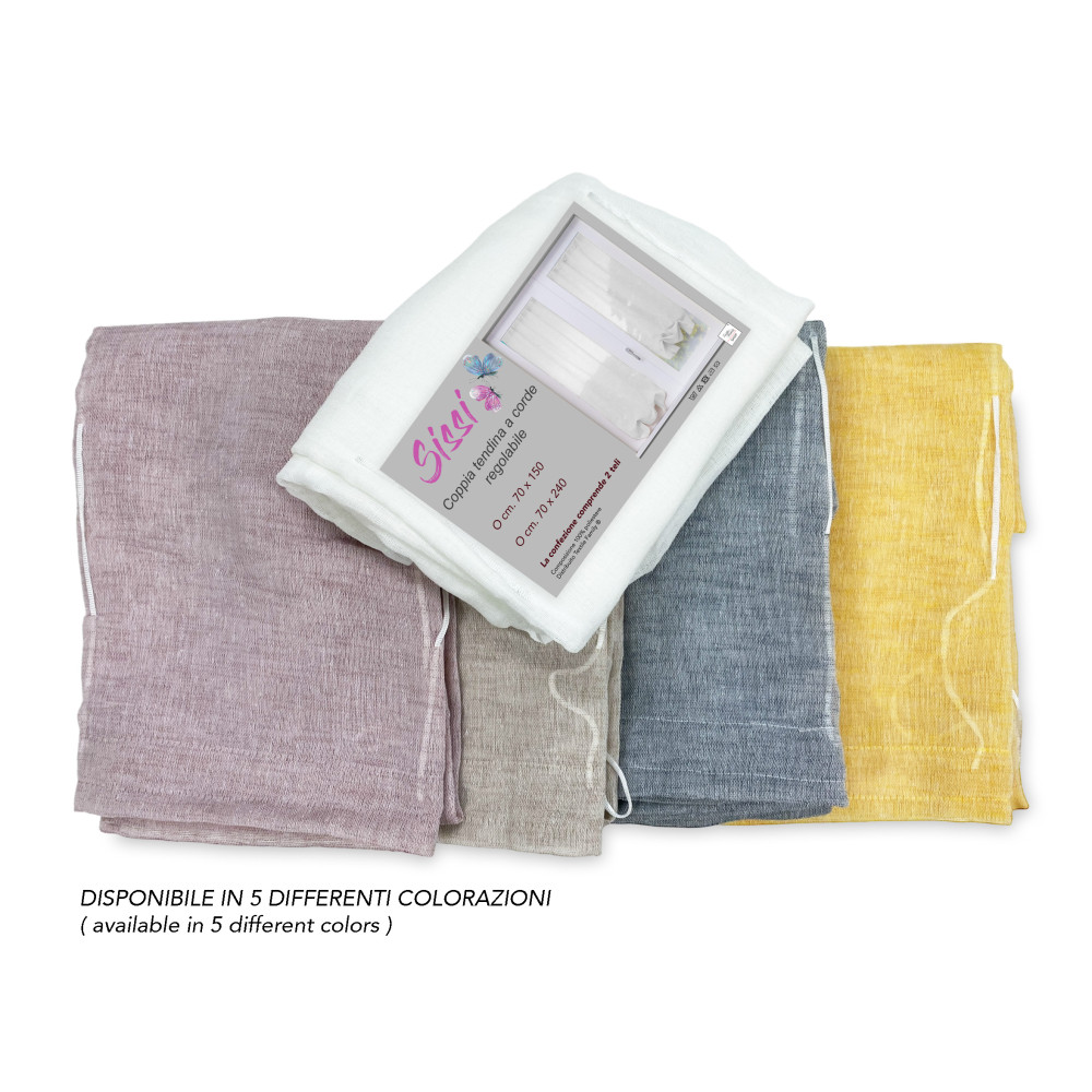 PAIR OF MODERN GLASS SISSI curtain cm 70 wide Adjustable with WHITE Cord