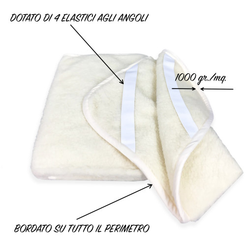 MARY MATTRESS TOPPER in real MERINO WOOL 1000 gr. in 11 different sizes