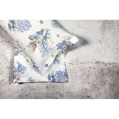 SET MARE Mare Coralli Azzurro sheets in pure cotton