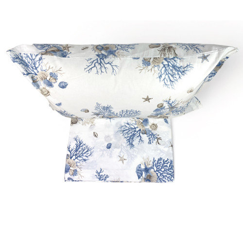 ENSEMBLE DE DRAPS CORAIL MARIN BLEU CLAIR en pur coton