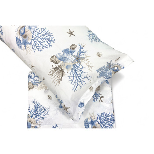 SET MARE Mare Coralli Azzurro sheets in pure cotton