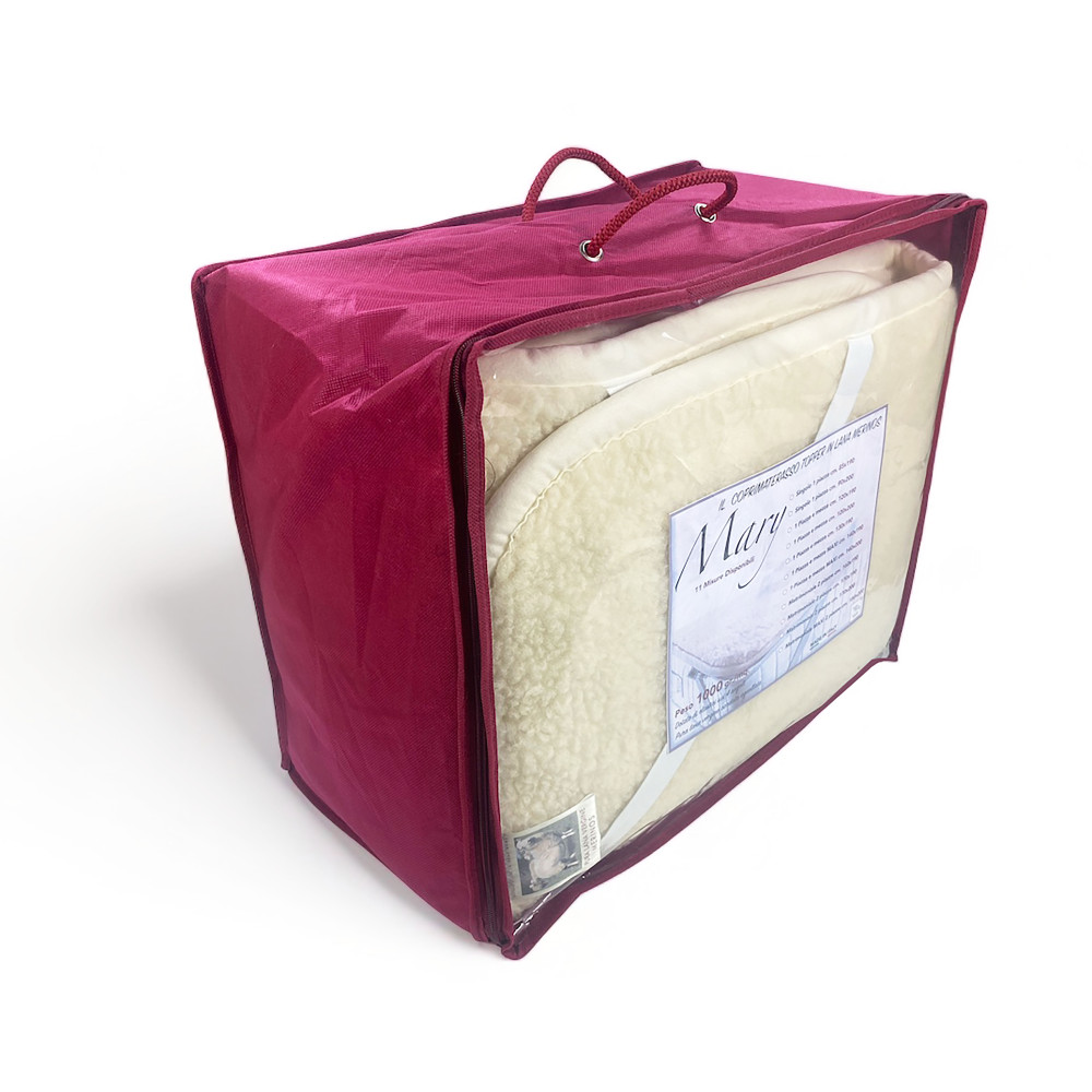 HOUSSE DE MATELAS MARY en vraie LAINE MÉRINOS 1000 gr.