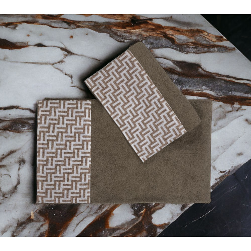 SET towels with FASHION Beige border in pure cotton Made in Italy