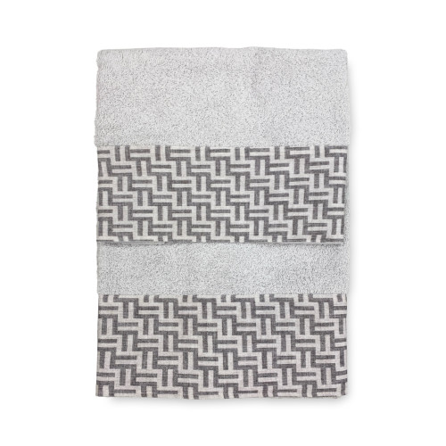 SET towels with FASHION Grey border in pure cotton Made in Italy