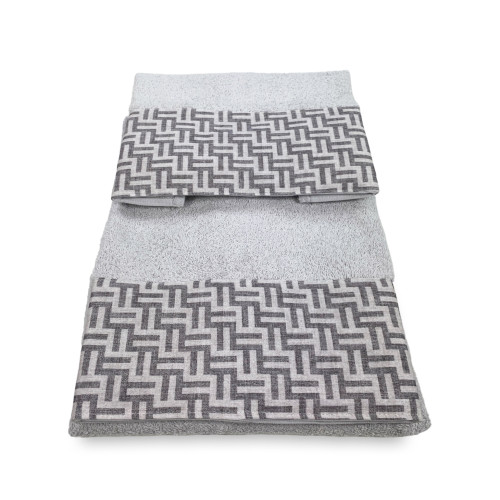 SET towels with FASHION Grey border in pure cotton Made in Italy