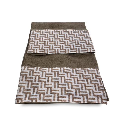 SET towels with FASHION Beige border in pure cotton Made in Italy