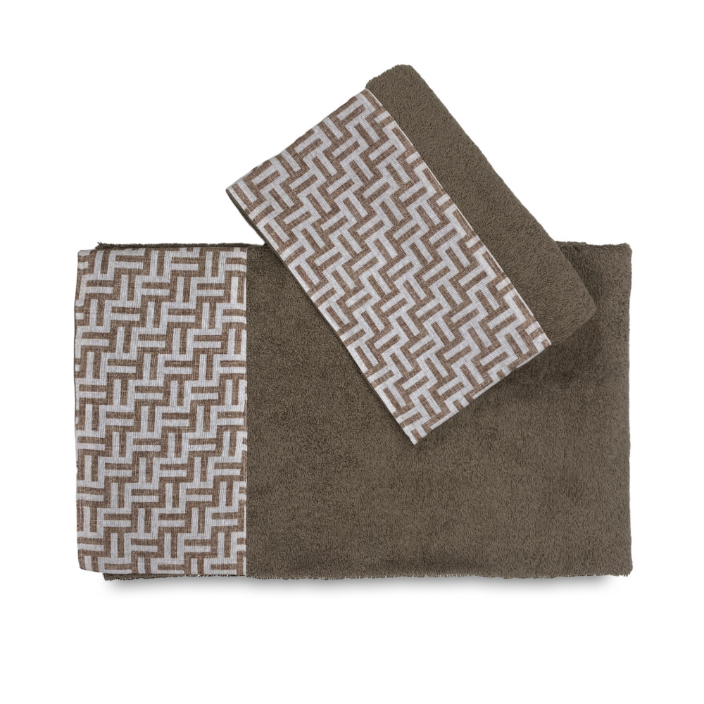 SET towels with FASHION Beige border in pure cotton Made in Italy
