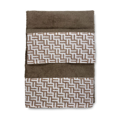 SET Handtücher mit FASHION Beige Umrandung aus reiner Baumwolle Made in Italy