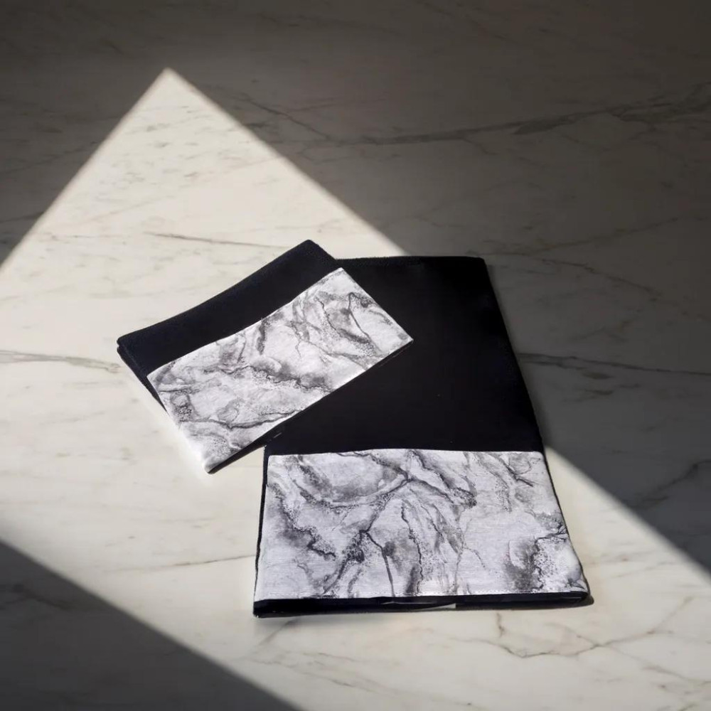 SET towels with marbled marble border in pure cotton Made in Italy