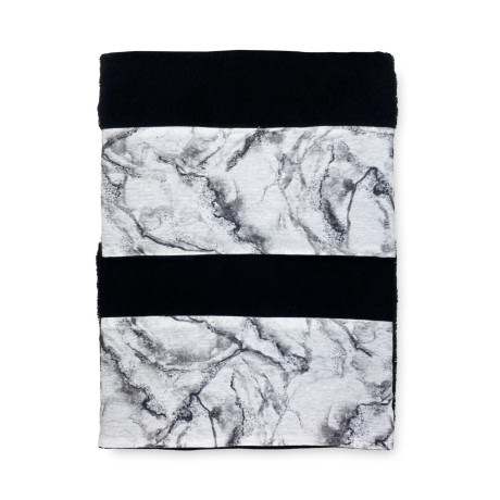 Black towels with white marble border