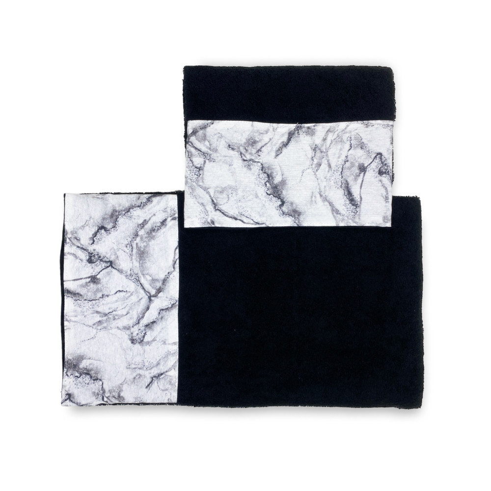 SET towels with marbled marble border in pure cotton Made in Italy