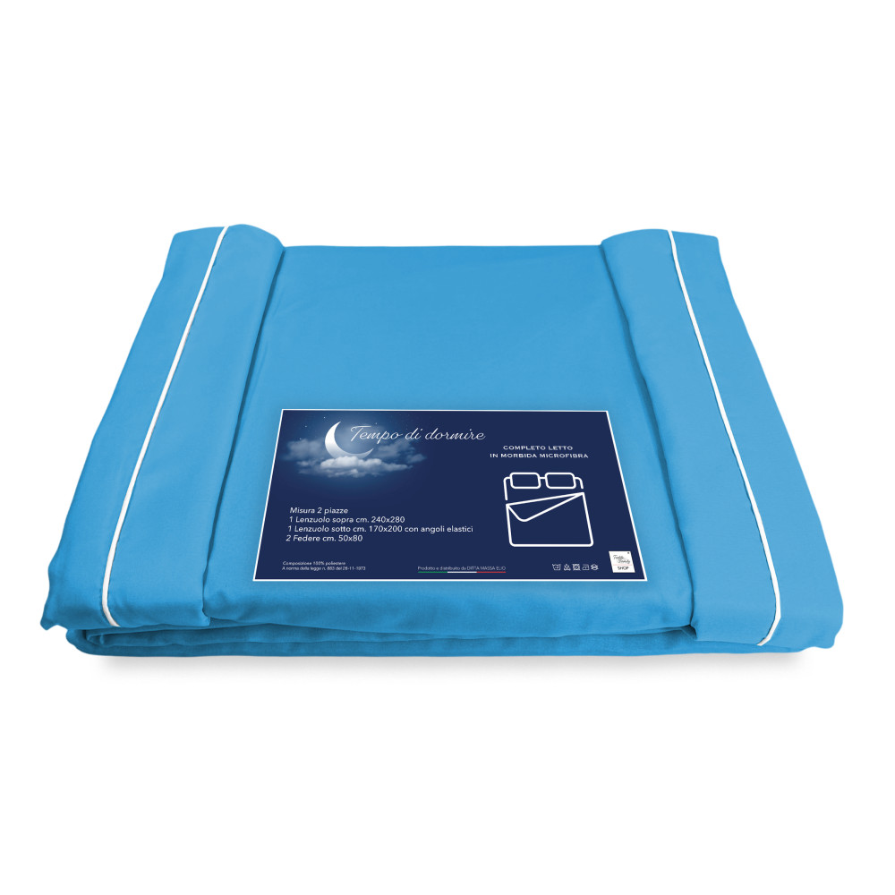 SET DE DRAPS en microfibre douce TURQUOISE SOLIDE Double 2 CARRÉ sans repassage