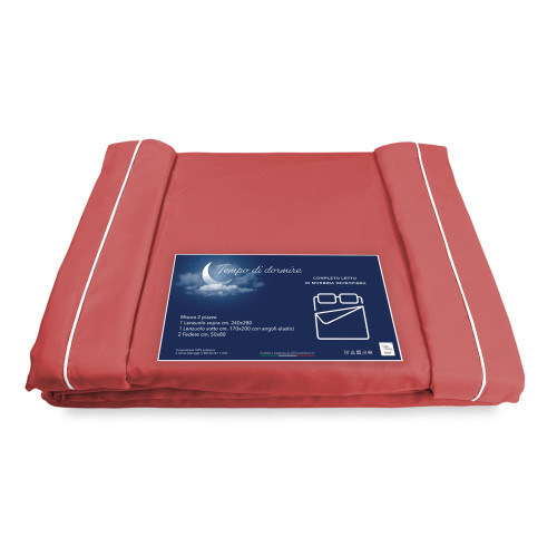 JUEGO DE SÁBANAS de microfibra suave SOLID RED 2 SQUARE cama doble sin plancha