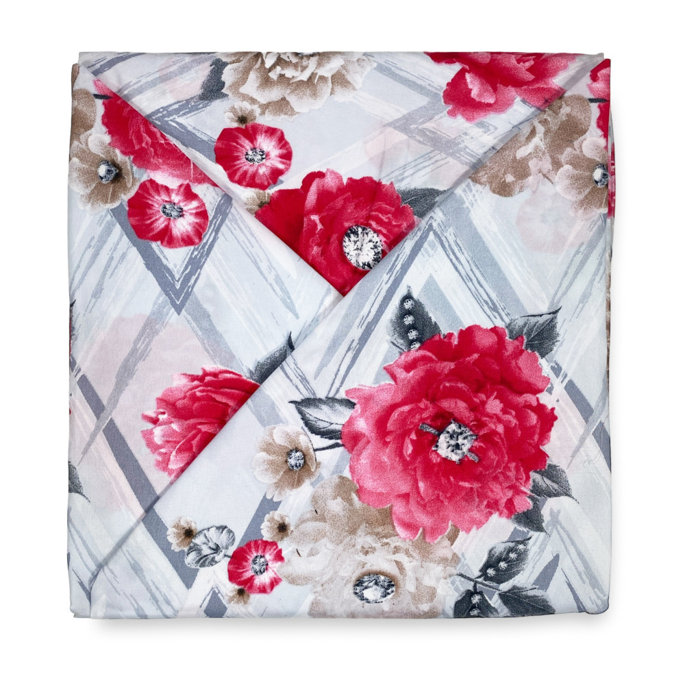 SET SHEET en microfibre douce FIORE Rouge Double 2 CARRÉS sans repassage