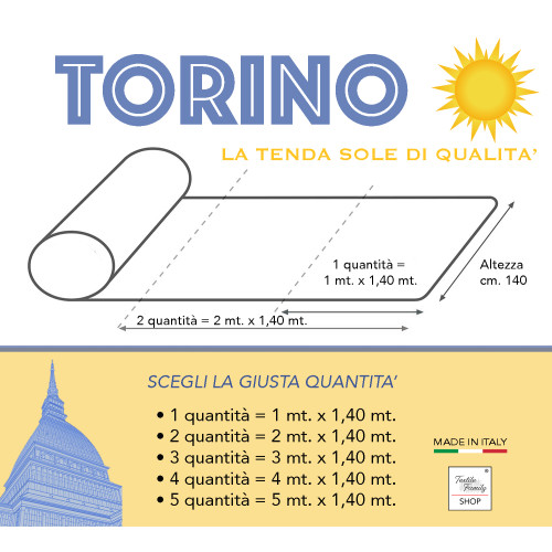 TORINO outdoor GARDEN balcony FABRIC in acrylic height cm. 140 solid color