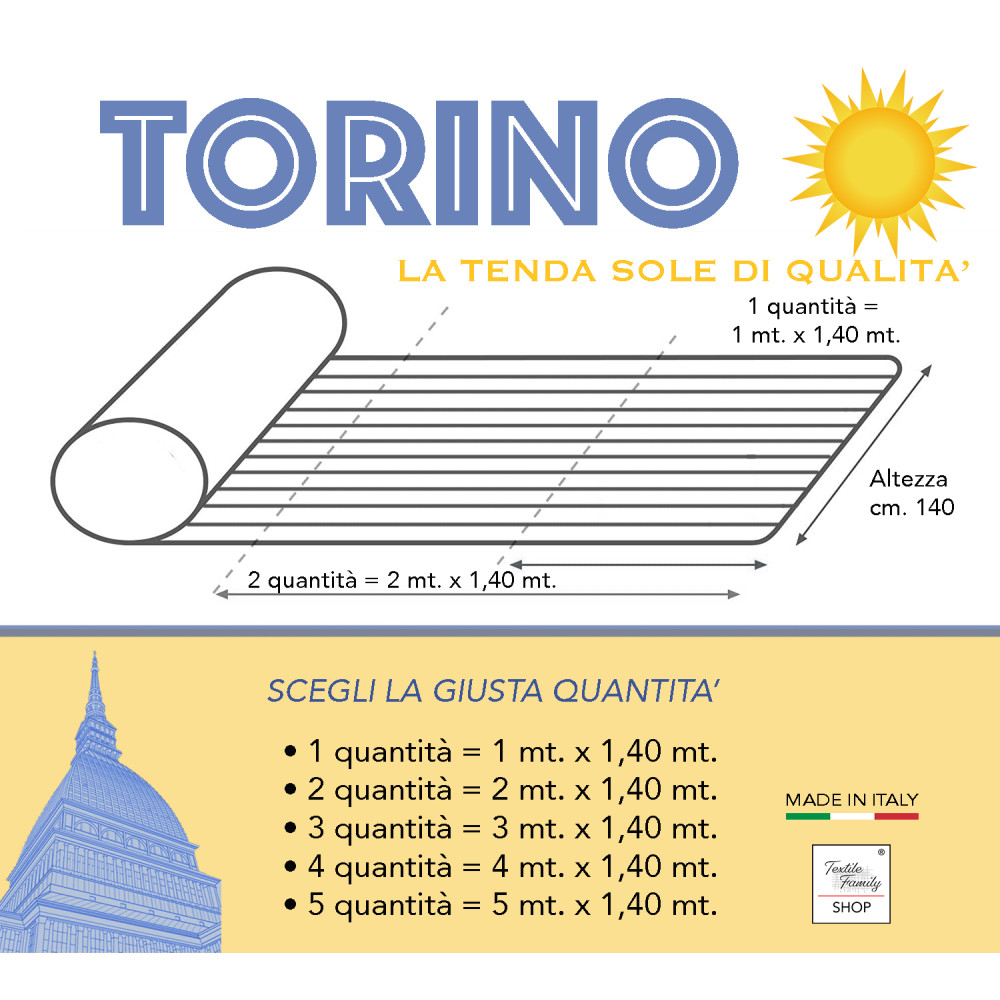 TORINO outdoor GARDEN balcony FABRIC in acrylic height cm. 140 EVEN ROW