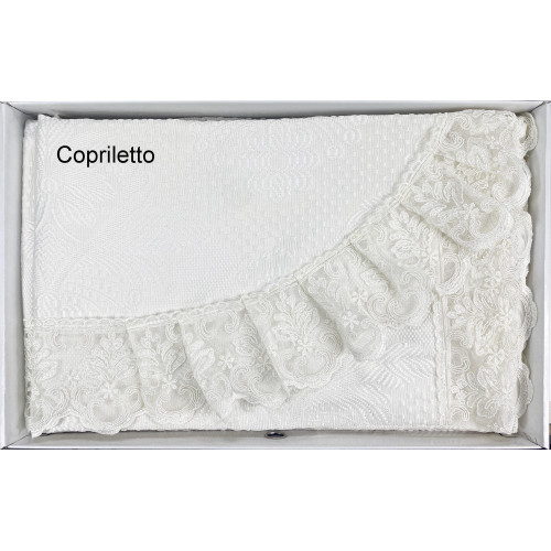 STEFY SATCHEL veredelt mit Makramee Lace DOUBLE Laken und TAGESDECKE Brautidee