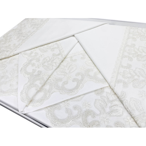 STEFY TOP CASE fini avec Pizzo Macramè DOUBLE drap et BEDSPREAD idea BRIDE