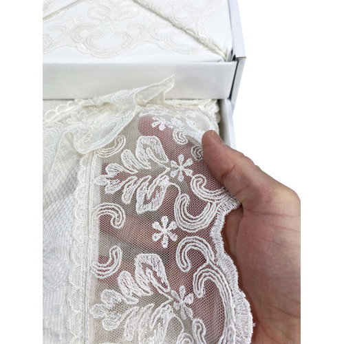 STEFY TOP CASE fini avec Pizzo Macramè DOUBLE drap et BEDSPREAD idea BRIDE