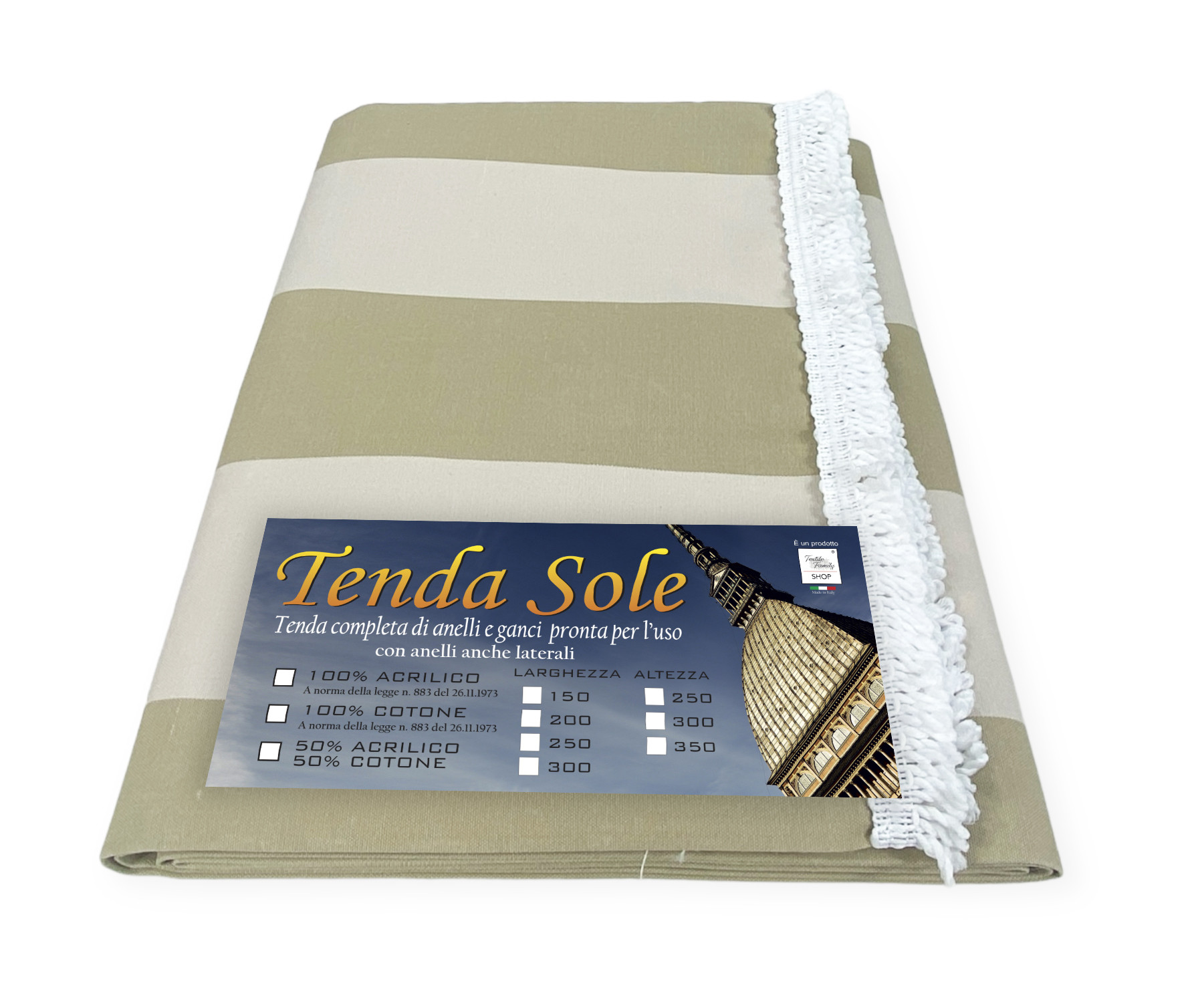 TENDA SOLE DA esterno GIARDINO balcone RIGA PARI BEIGE in Acrilico