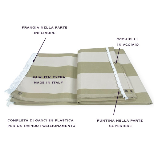 TOLDO DE EXTERIOR BALCÓN DE JARDÍN RAYA BEIGE en Acrílico EMPAQUETADO en 6 tamaños