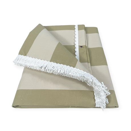 Wide stripe awning on beige