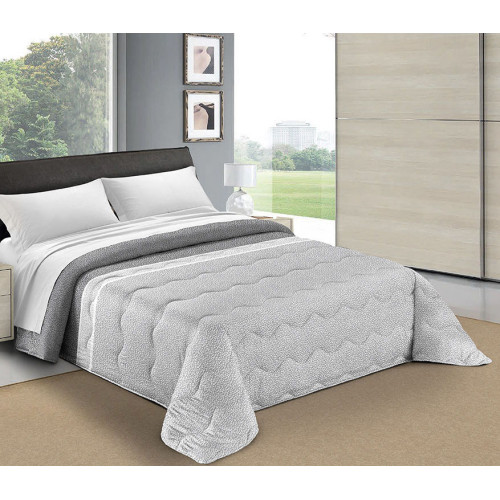 GESTEPPTE TAGESDECKE MIT GEPUNKTETER SCHLEIFE © Grau Made in Italy