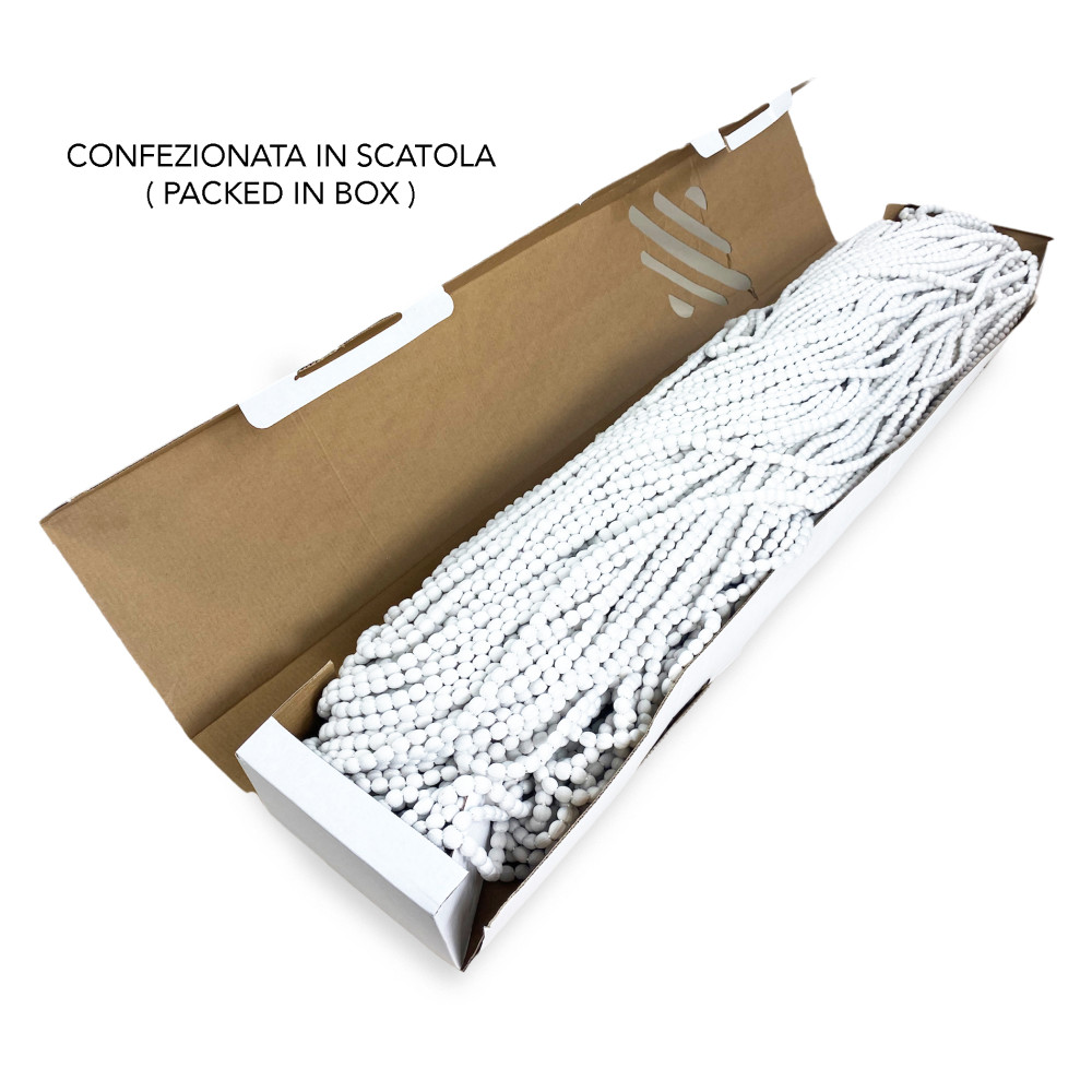 SOFT MARIEL © CURTAIN with BEADS in Soft Fabric Anti Noise Retardant Threads ICE WHITE