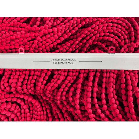 Beaded curtain in red anti-noise fabric